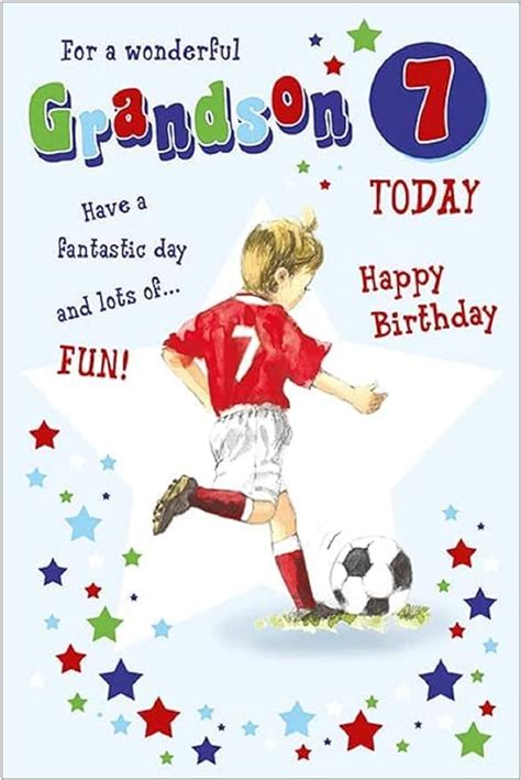 footballer grandson age 7 large luxury 7th birthday card uk stationery and office