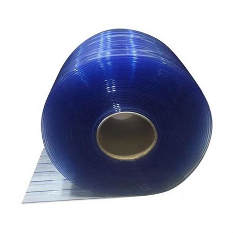 Blue Pvc Double Ribbed Strip Curtain Thickness 15mm Size 10 Feet