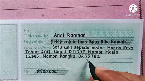 Contoh Surat Kwitansi Jual Beli Motor Bekas