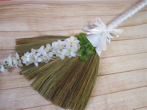 Decorated Jump Broom For Jumping The Broom Ceremony White Etsy