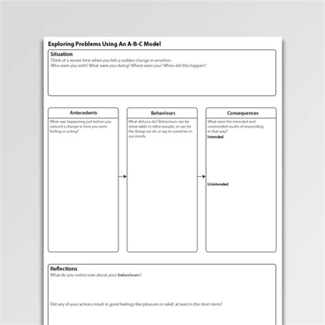 Abc sheets · stuck point log · challenging questions worksheet . Exploring Problems Using An A-B-C Model - Psychology Tools