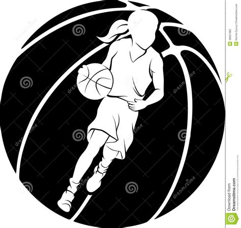 Girl Dribbling A Basketball Stock Vector Illustration Of Silhouette