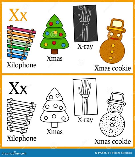 Coloring Book For Children  Alphabet X Stock Vector  Image 59963173