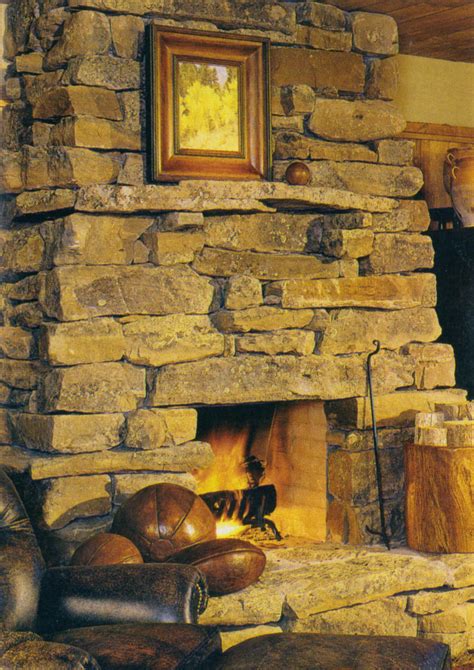 Fieldstone Fireplaces Fieldstone Fireplace With Integral Mantle
