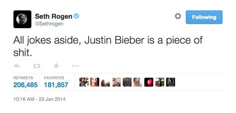 Seth Rogen Celebrities Who Made Fun Of Justin Bieber On Twitter