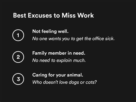 We did not find results for: 26 Best Excuses to Miss Work (+ How to Do It) - Algrim.co