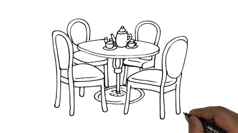 How To Draw A Dining Table With Chairs