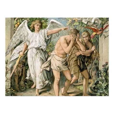 Adam And Eve Cast Out Of Paradise Postcard Adam And Eve
