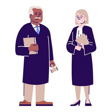 Judges Flat Vector Characters Lawyer Couple Advocate Cartoon