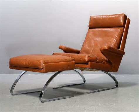 Cognac Leather Cor Swing Lounge Chair With Ottoman By Adolf And Schröpfer