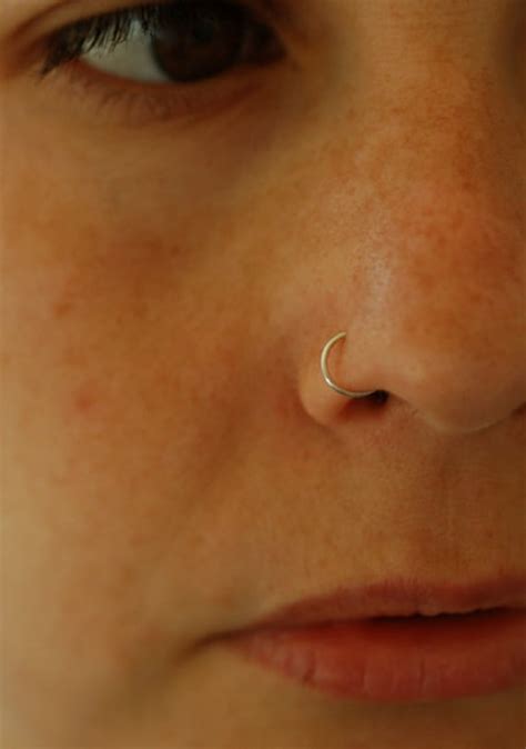 14k Gold Filled Nose Ring Thin 24 Gauge Nose Hoop Silver