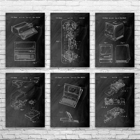 Computer Patent Posters Set Of 6 18x24 Technician T
