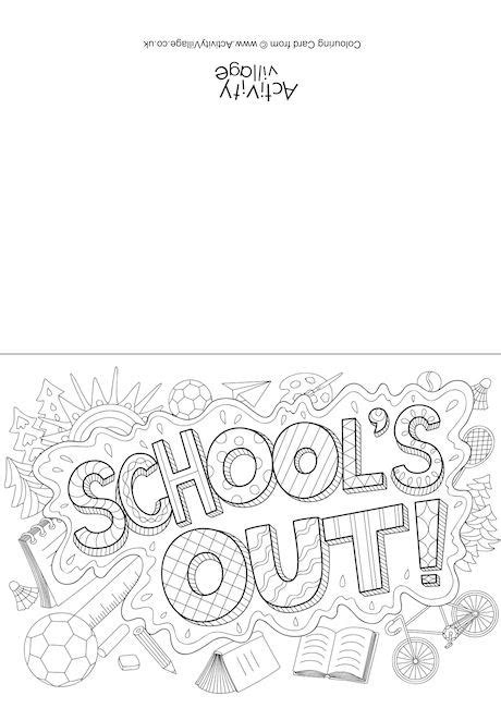 Schools Out Doodle Colouring Card