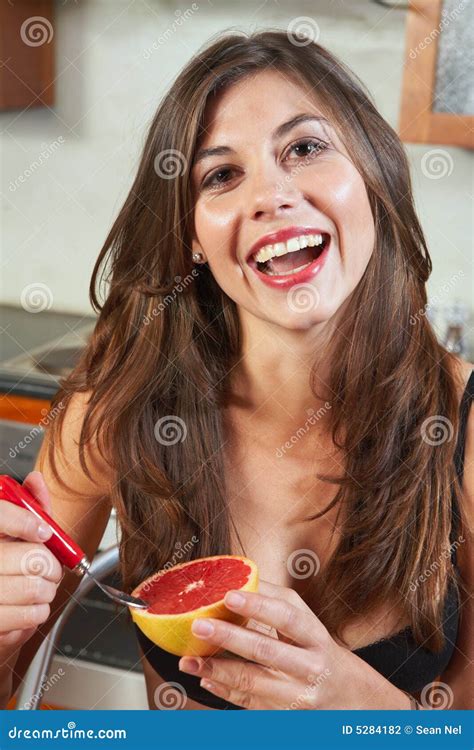 Brunette Eating Breakfast Stock Photo Image Of Room Female
