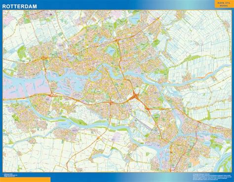Mapa colocado sobre una base de 1 cm foam (también llamado. Mapa Rotterdam Países Bajos | Mapas Gigantes de Pared