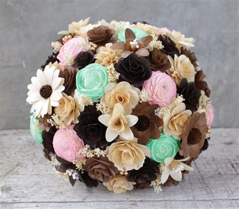 By carrying a bouquet of pretty pink blooms! Brown, Ivory, Mint and Blush Pink Sola and Birchwood ...