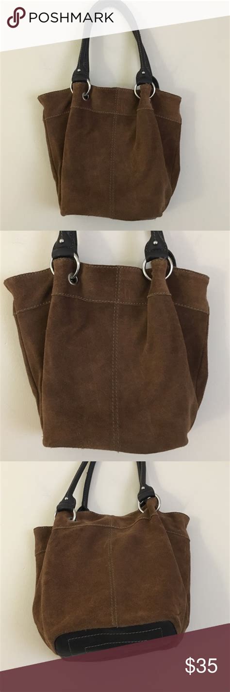 Tignanello Brown Suede And Leather Hobo Handbag Leather Hobo Handbags