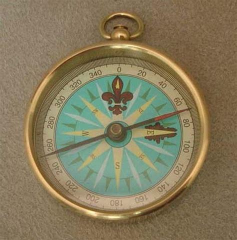 Fleur De Lis Pocket Watch Style Compass Brass And Glass