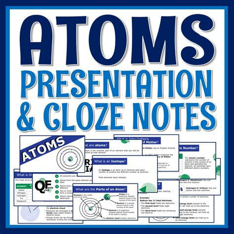 Atoms Powerpoint Presentation With Cloze Sheet Flying Colors Science