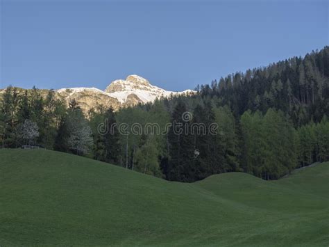 High Mountain View Scenery With Sharp Boulders Nad Blue Sky Stock Image