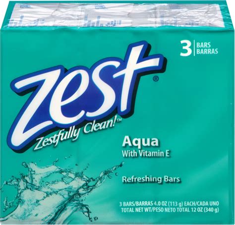 Zest Refreshing Bars Soap Aqua 4 Oz 3 Ea Pack Of 2