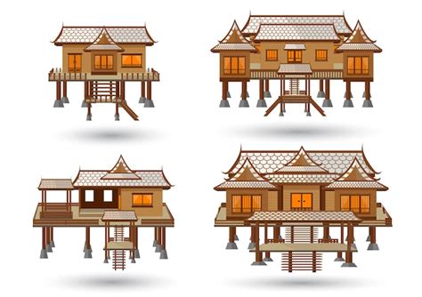 Premium Vector Thai House Model Made From Vector
