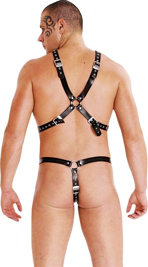 Herren Harness Ledapol Spaltleder Mit Ketten Und Cockring