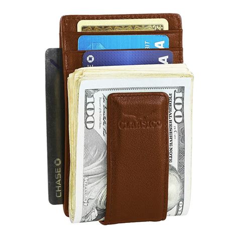claasico money clip leather wallet for men slim front pocket rfid blocking card holder with