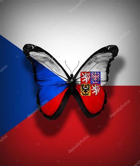 Česká republika), is een land in. Tsjechië vlag vlinder, geïsoleerd op vlag achtergrond ...