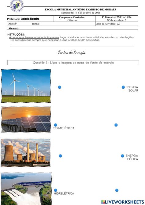 Atividades Sobre Fontes De Energia 8 Ano