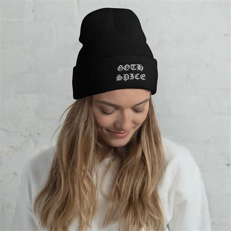 Goth Spice Cuffed Beanie In 2021 Unisex Fashion Beanie Knitted Hats