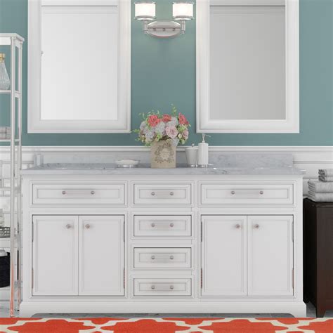 Set your double vanity out from the wall a little bit and add some hidden storage behind your mirrors. Colchester 60" Double Sink Bathroom Vanity Set - White | Bagno