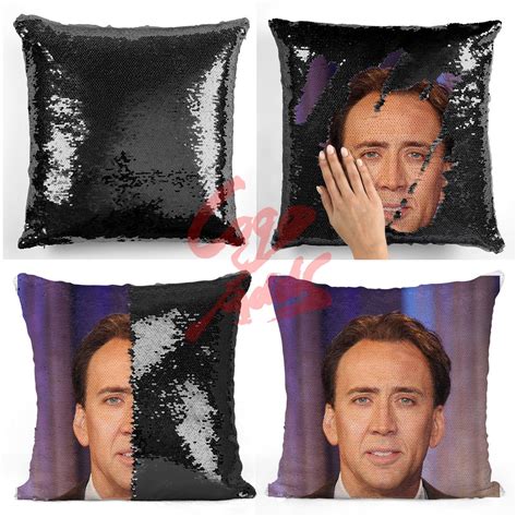 Nicolas Cage Sequin Pillow Sequin Pillowcase Two Color Pillow