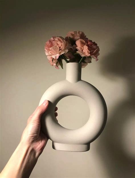 Nordic Ceramic Donut Vase Clay Doughnut Vase Off White Vase Etsy Uk