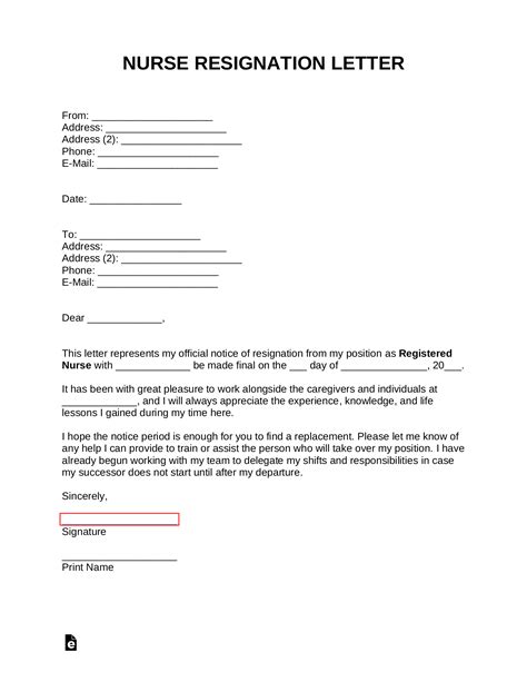 Free Nurse Rn Resignation Letter Template With Samples Word Pdf