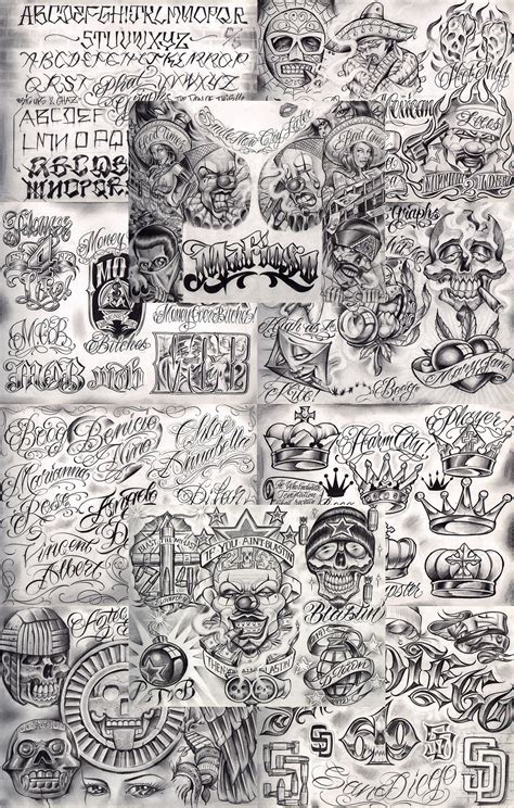 Boog From The Streets With Love Gangsta Style Tattoo Flash 10 Sheet Set
