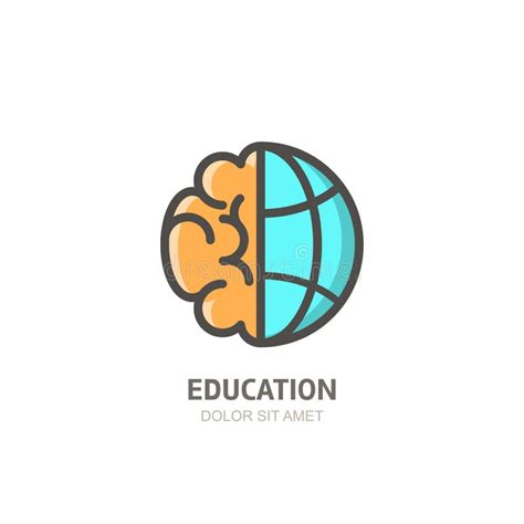 Vector Brain Logo Sign Or Emblem Design Elements Outline Color Human