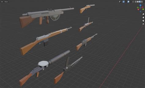 3d Model Low Poly Ww1 Guns Gameready Vr Ar Low Poly Cgtrader