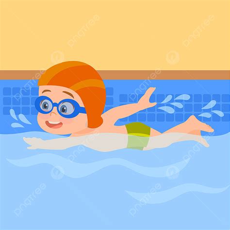 Swimmer Swimming Pool Vector Art Png Boy Swimmer In The Swimming Pool