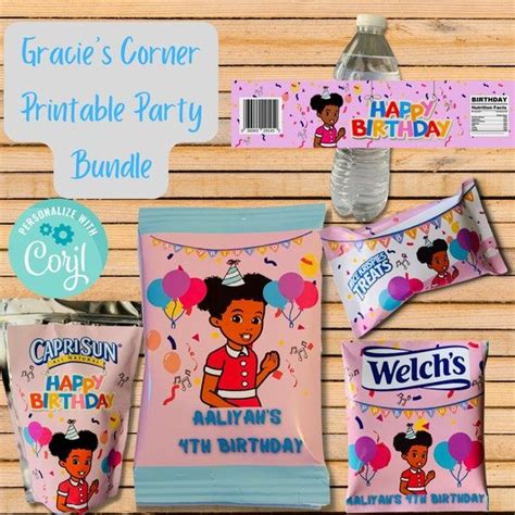 digital gracie s corner party bundle instant download etsy birthday party treats 2nd birthday