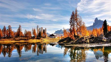 Desktop Wallpapers Alps Italy Dolomites Autumn Nature Lake 2560x1440