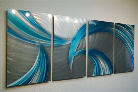 Tempest Blues V2 Abstract Metal Wall Art Contemporary Modern Decor