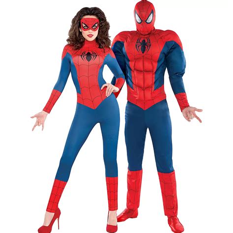 Adult Sexy Spider Girl Catsuit And Spider Man Muscle Couples Costumes Party City