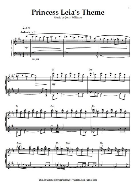 Princess Leias Theme From Star Wars Piano Sheet Music John