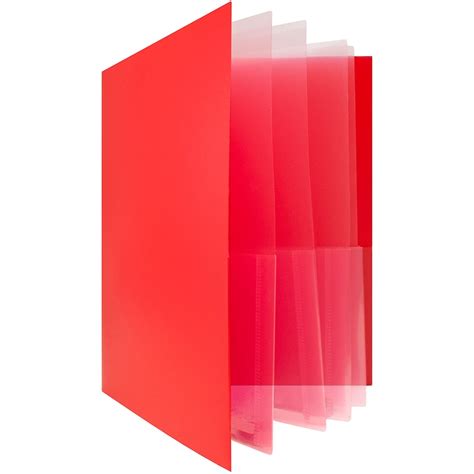 Jam Heavy Duty Plastic Multi Pocket Folders 10 Pocket Red Sold