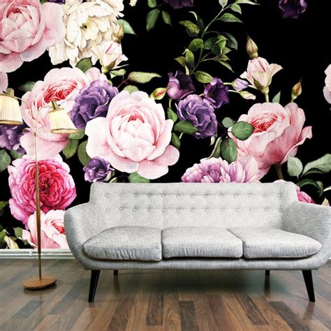 Dutch Oil Painting Dark Floral Wallpaper Wall Murals Pink Etsy Norway