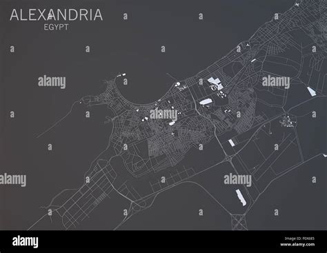 Map Of Alexandria Egypt Satellite View Map In 3d Black And White