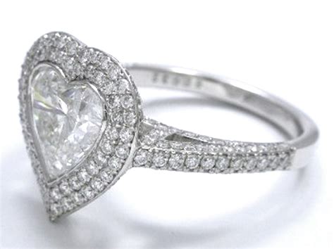 Choose from a range of gold, palladium or platinum rings, easily tailored to meet your specification. Engagement Ring -Large Heart Shape Diamond Double Halo ...