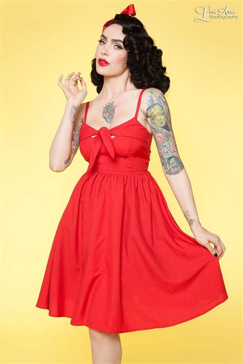 Lucille Dress In Red Pinup Girl Clothing Pinup Girl Clothing