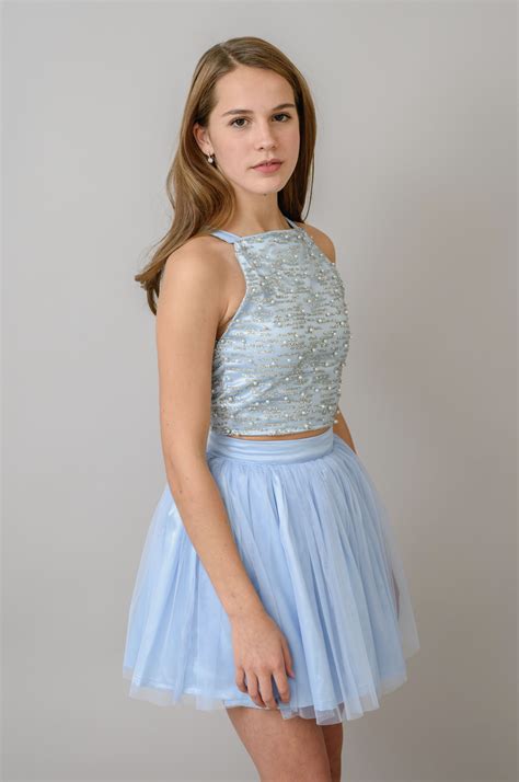 Pearly Flash Beaded Tulle Two Piece Stella Mlia Emilee Dress Set